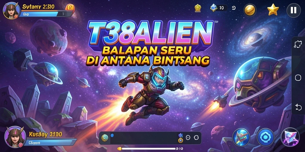 Screenshot gameplay menampilkan balapan seru luar angkasa.
