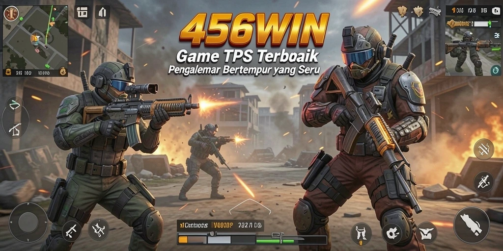 Tangkapan layar utama 456WIN menampilkan momen intens dalam gameplay TPS.