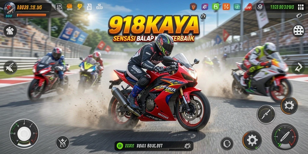 Tampilan gameplay balap motor di 918KAYA yang mendebarkan.