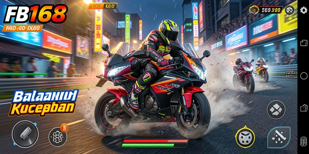 Tampilan gameplay seru dari balapan motor di FB168.