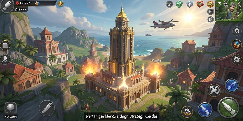 Tampilan gameplay seru di GF777 dengan strategi Tower Defense.