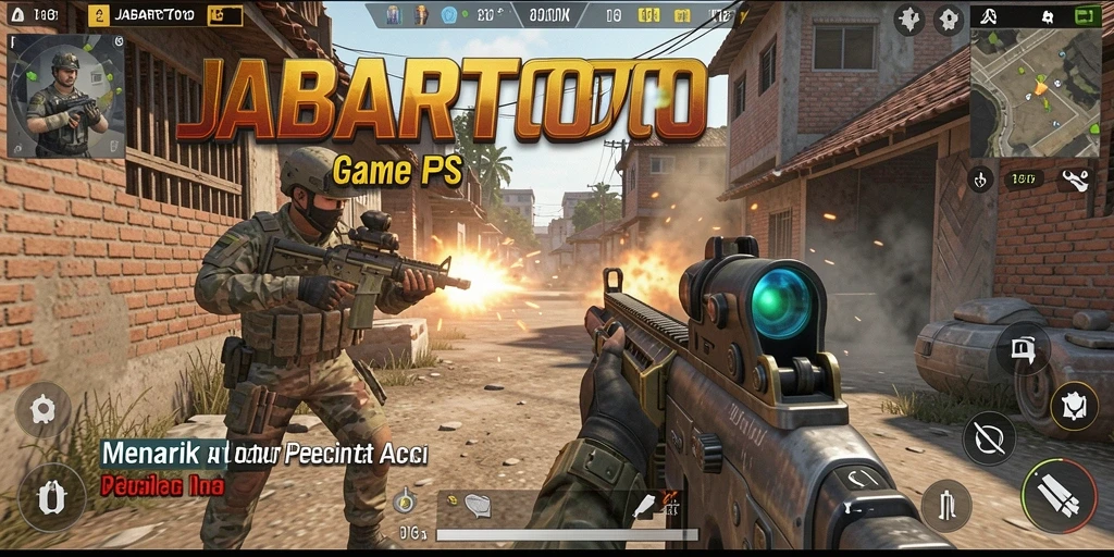 Gameplay intens JABARTOTO di arena pertempuran FPS.