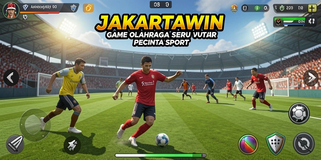 Screenshot utama JAKARTAWIN menampilkan momen seru gameplay olahraga.