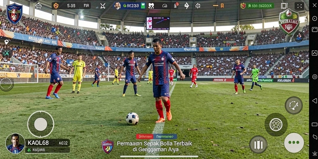 Screenshot utama KAOL68 menampilkan aksi seru dalam permainan sepak bola.