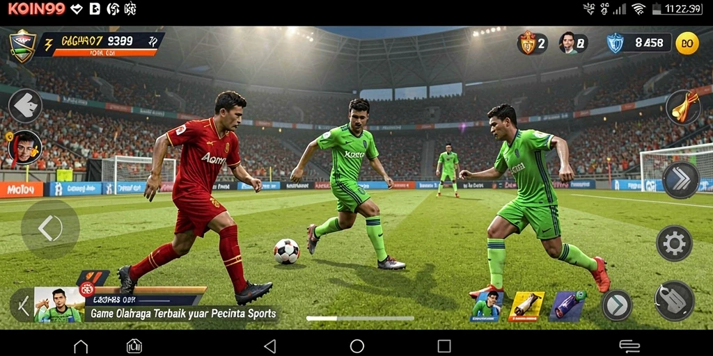 Gameplay KOIN99 dengan aksi olahraga seru dan grafis menawan.