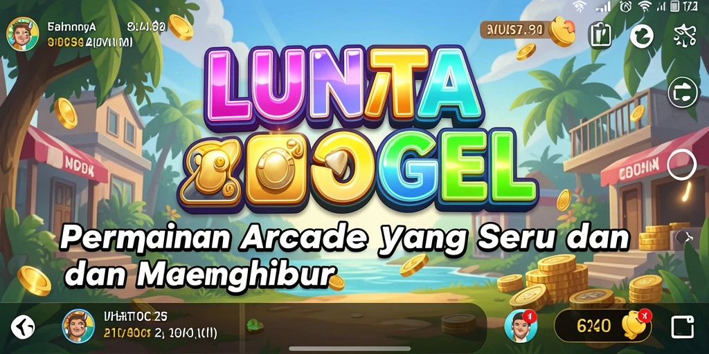 Screenshot gameplay LUNATOGEL dengan suasana Arcade yang menyenangkan.