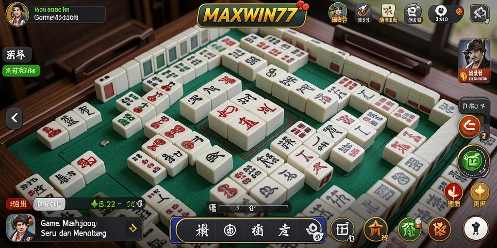 Tampilan gameplay seru dari MAXWIN77 dengan ubin Mahjong.