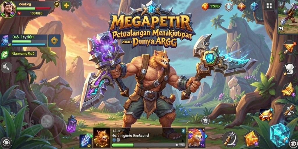 Screenshot utama MEGAPETIR menampilkan aksi epik dalam pertempuran ARPG.