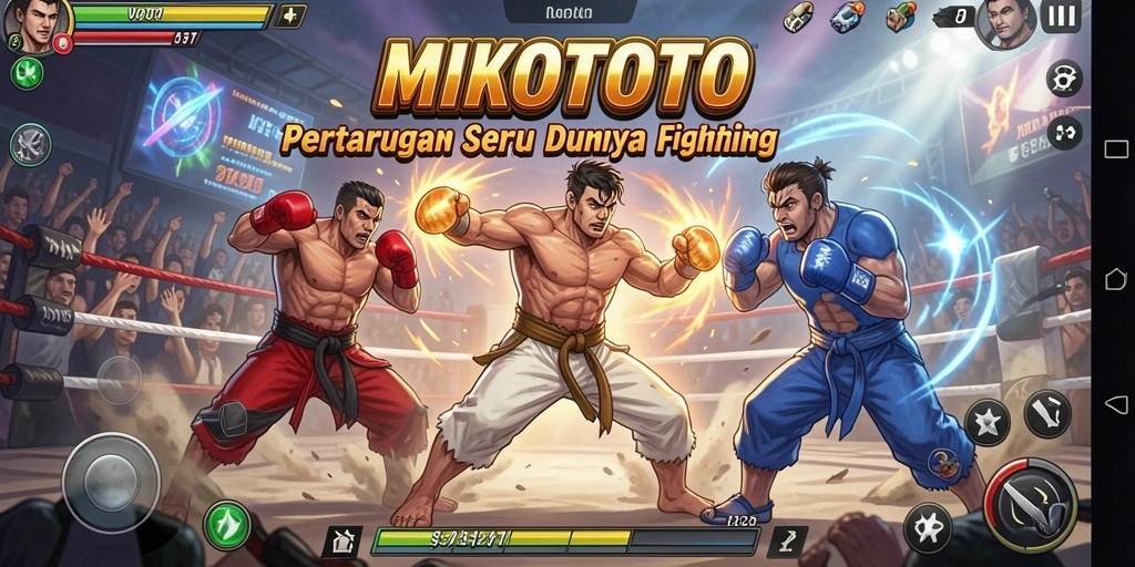 Screenshot MIKOTOTO menampilkan pertarungan intens dengan efek visual yang memikat.
