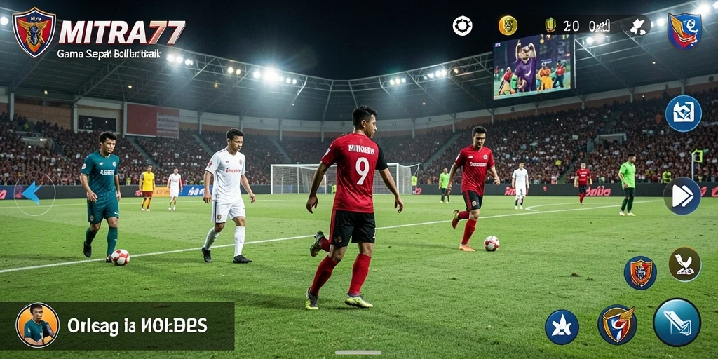 Screenshot game MITRA77 menampilkan aksi seru permainan sepak bola.