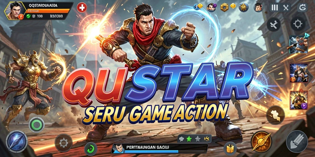 Tampilkan aksi seru dari gameplay QQSTAR dengan karakter bertarung.
