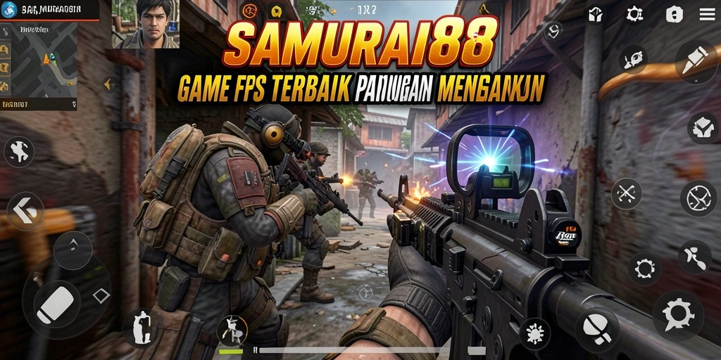 Screenshot gameplay <strong>SAMURAI88</strong> yang menunjukkan aksi menembak yang intens.