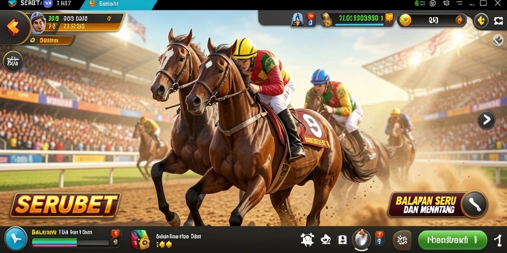 Tampilan menarik dari gameplay balapan SERUBET yang menegangkan.