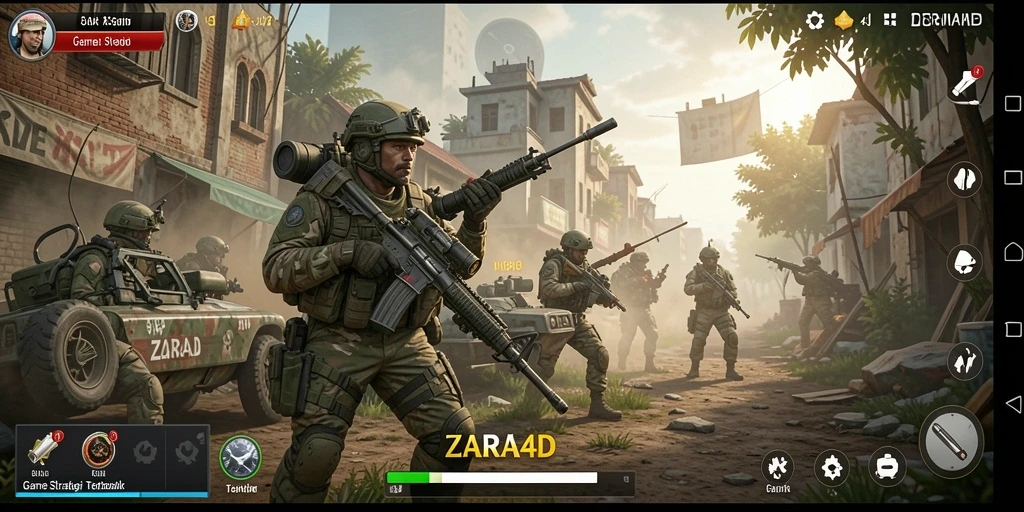 Tampilan gameplay ZARA4D menampilkan pertempuran strategi yang intens.