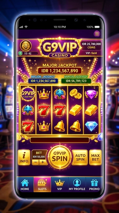 Tampilan utama aplikasi g9vip dengan banyak pilihan aplikasi.